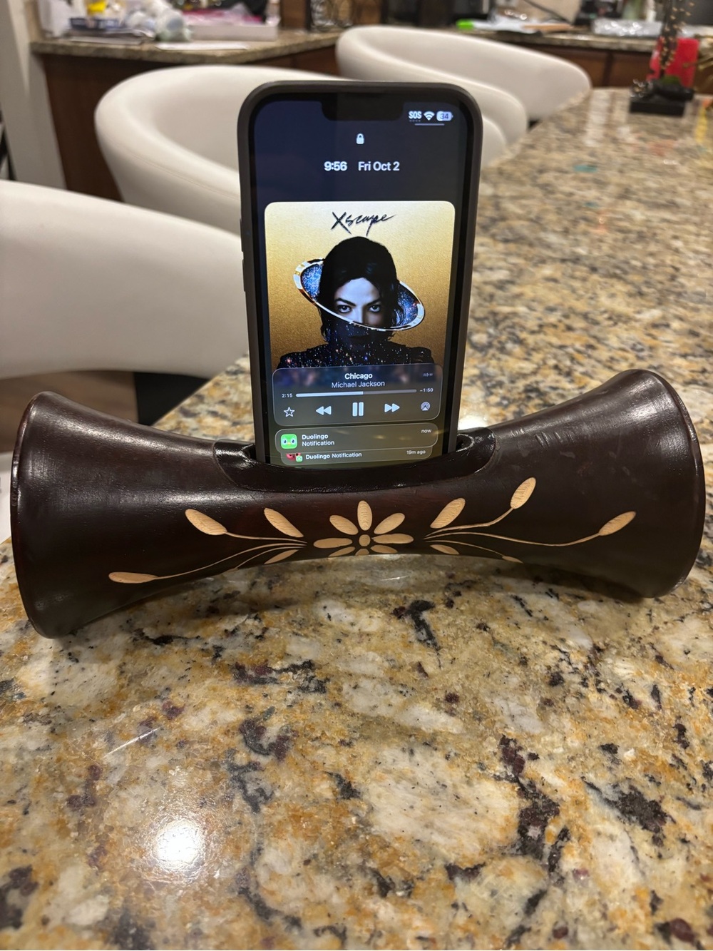 Mangobeat Handcrafted Wooden Passive Phone Speaker Amplifier Dock - Dark Brown